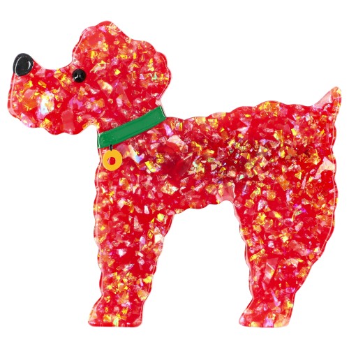 Bright Red Kaoba Poodle Dog Brooch
