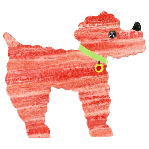 Striped Pink Kaoba Poodle Dog Brooch