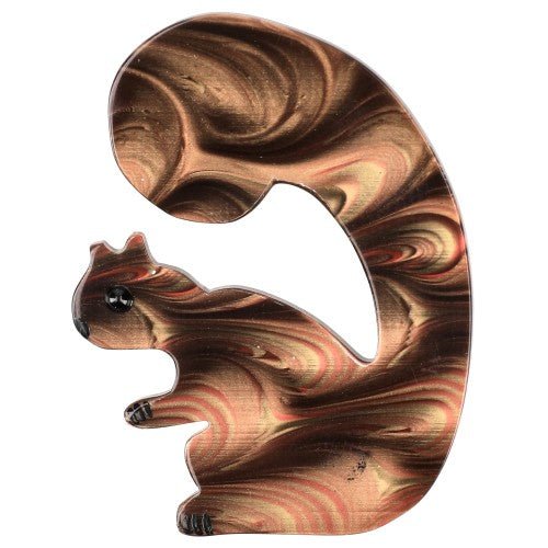 Caramel and Swirls Squirrel Brooch (small size) - Galalith – Vintage Jewelry - handcrafted by Pavone by Pavone