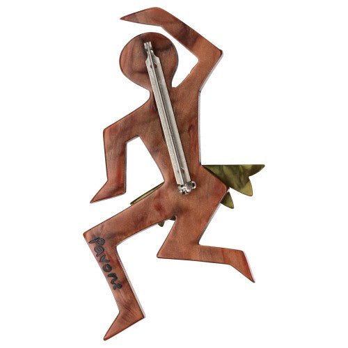 Caramel Brown and Green Dancing Josephine Brooch - Galalith – Vintage Jewelry - handcrafted by Pavone by Pavone