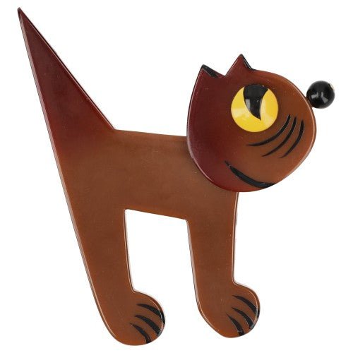 Caramel Brown Musico Cat Brooch - Galalith – Vintage Jewelry - handcrafted by Pavone by Pavone