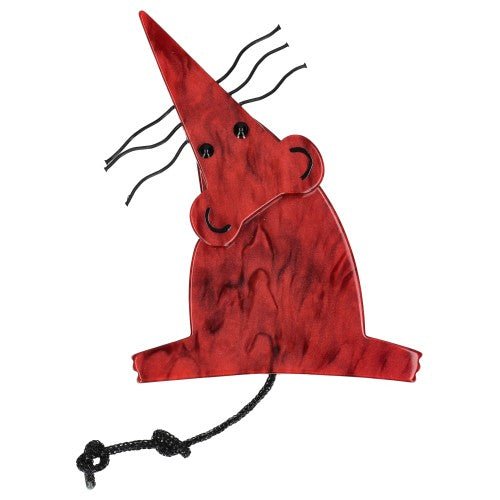 Cardinal Red Sherlock Rat Brooch - Galalith – Vintage Jewelry - handcrafted by Pavone by Pavone