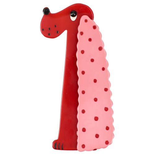 Carmin and Pink with Dots Cocker Dog Brooch - Galalith – Vintage Jewelry - handcrafted by Pavone by Pavone