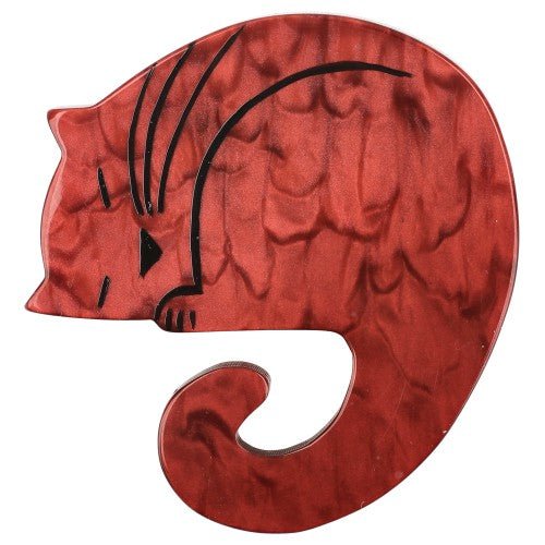 Carmine Red Laskar Cat Brooch - Galalith – Vintage Jewelry - handcrafted by Pavone by Pavone