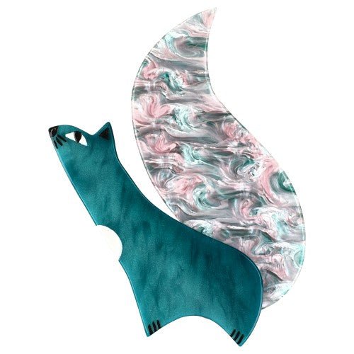 Ocean Blue, Boreal Pink and Ocean Blue Cassegrain Squirrel Brooch (large Size) Left - Galalith – Vintage Jewelry - handcrafted by Pavone by Pavone