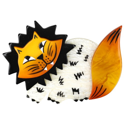 Yellow, White and Black Happy Cat Biscornu Family Brooch