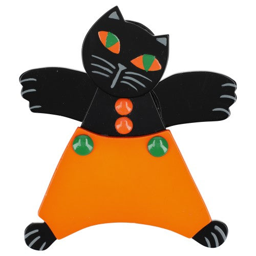 Black and Orange Catcopter Cat Biscornu Family Brooch 