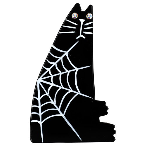 Black Halloween Sitting  Chadok Cat Brooch 