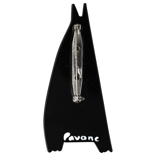 Black with Spiderweb Standing  Chadok Cat Brooch back side