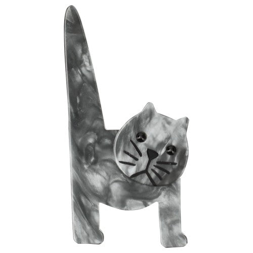 Silver Grey Chair Cat Brooch