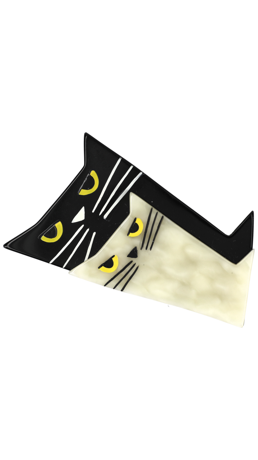Black and White Cotinus Cat Brooch 