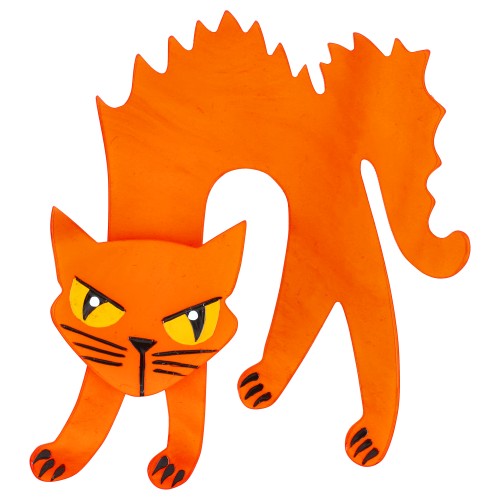 Orange Halloween Cat Brooch