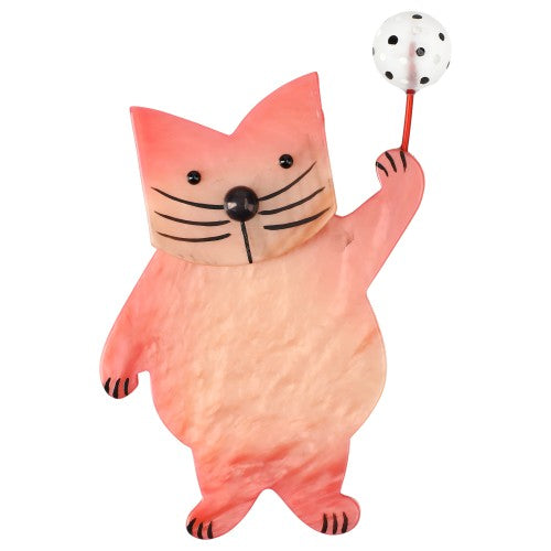 Pink Balloon Cat Brooch