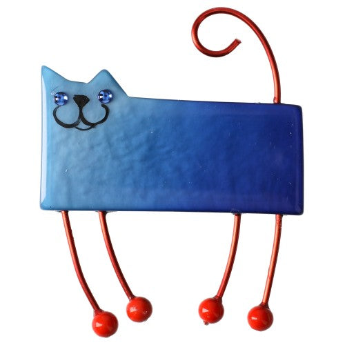 Blue Square Cat Brooch