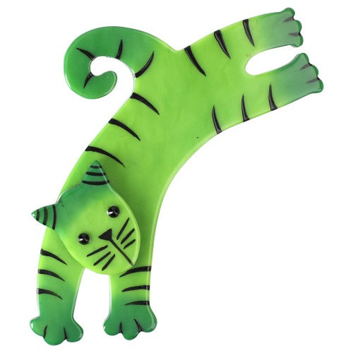Anise Green Jumpy Cat Brooch GM