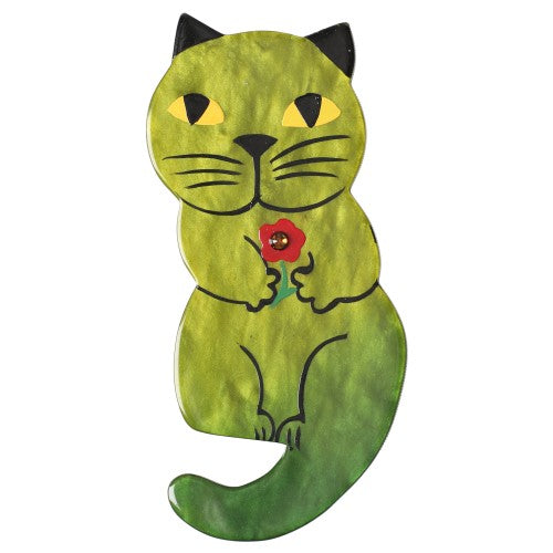 Moss Green Leon Cat Brooch