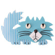 Azur Blue and white striped Rocky Cat Brooch