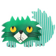 Green and white striped Rocky Cat Brooch
