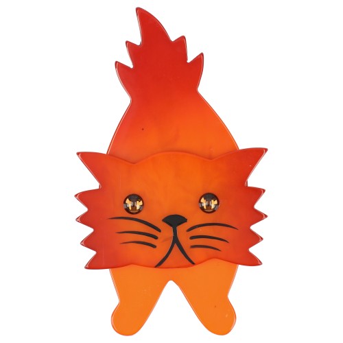 Orange Roc Cat Brooch