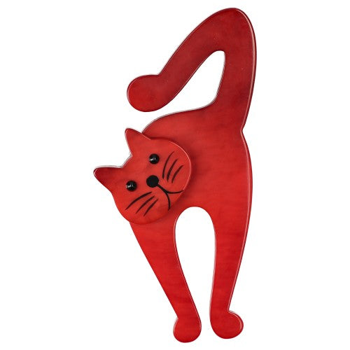 Red Violin Cat Brooch
