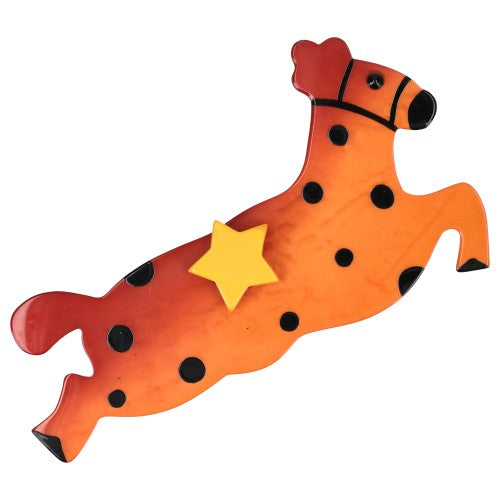 Orange Magic Horse Brooch