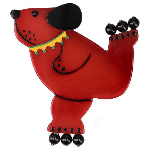 Cherry Red Roller Bear Brooch - Galalith – Vintage Jewelry - handcrafted by Pavone by Pavone