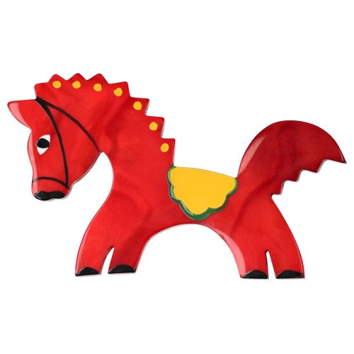 Red and Yellow Circus Horse Brooch