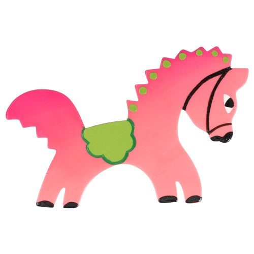 Candy Pink Circus Horse Brooch