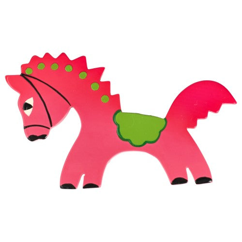 Candy Pink and Anize Green Circus Horse Brooch