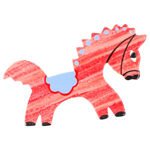 Heather Pink Circus Horse Brooch