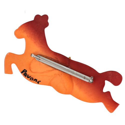Orange Magic Horse Brooch Back Side