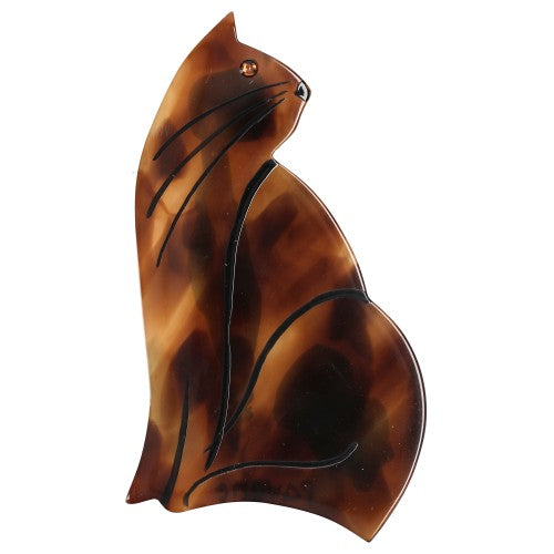 Tortoiseshell Brown Chat Chic Cat Brooch (Large one) 