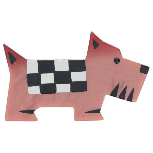Blotter Pink Checkered Dog Brooch