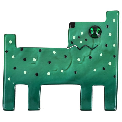 Malachite Green Titou Dog Brooch