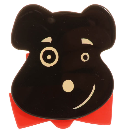 Black and and Red Bow Tie Dog Brooch - Galalith – Vintage Jewelry - handcrafted by Pavone by Pavone