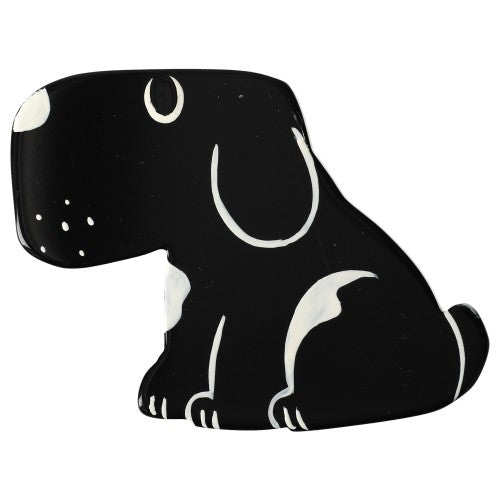 Black Round Dog Brooch profil