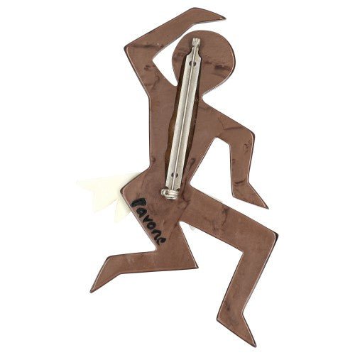 Chocolate Brown and Brilliant White Dancing Josephine Brooch - Galalith – Vintage Jewelry - handcrafted by Pavone by Pavone