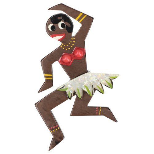 Chocolate Brown and Brilliant White Dancing Josephine Brooch - Galalith – Vintage Jewelry - handcrafted by Pavone by Pavone