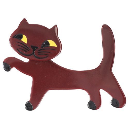 Chocolate Brown Titi Cat Brooch - Galalith – Vintage Jewelry - handcrafted by Pavone by Pavone