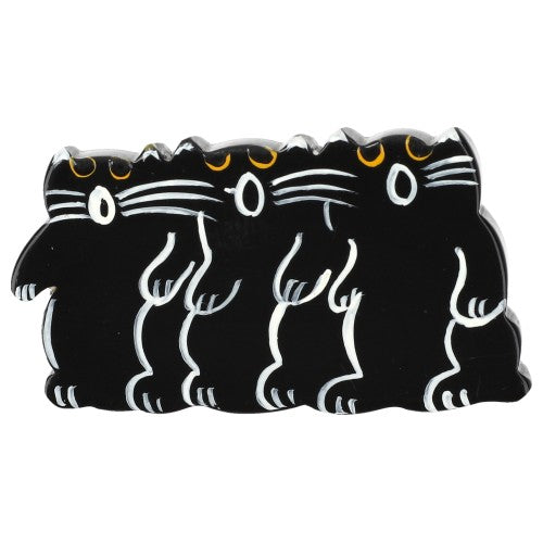Black and White Choir of Kitties Brooch (small size) Left
