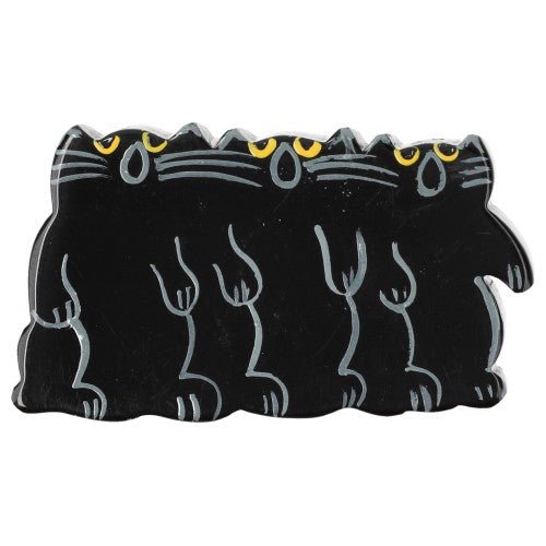 Black Choir of kitties Brooch - Galalith – Vintage Jewelry - handcrafted by Pavone by Pavone