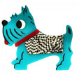 Turquoise, Checkered and Red Jano Dog Brooch