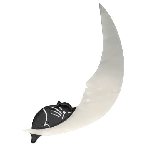 White and Black Moonlight Cat Brooch