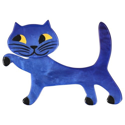 Cobalt Blue Blue Titi Cat Brooch - Galalith – Vintage Jewelry - handcrafted by Pavone by Pavone