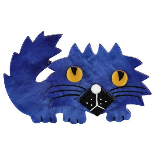 Cobalt Blue Rocky Cat Brooch - Galalith – Vintage Jewelry - handcrafted by Pavone by Pavone