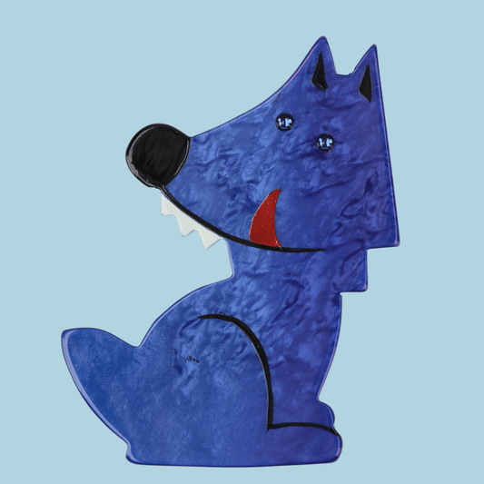 Cobalt Blue Werewolf Wolf Brooch (large size) - Galalith – Vintage Jewelry - handcrafted by Pavone by Pavone