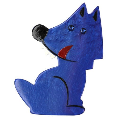 Cobalt Blue Werewolf Wolf Brooch (small size) - Galalith – Vintage Jewelry - handcrafted by Pavone by Pavone