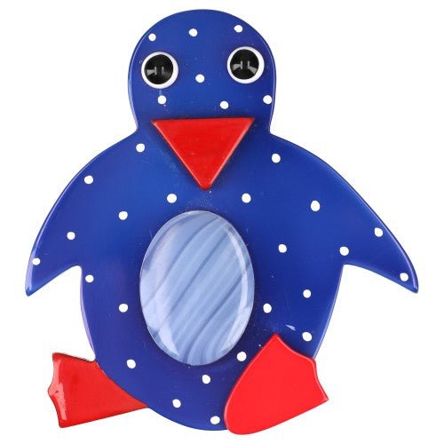 Cobalt Blue with polka dots Crystal Penguin Brooch - Galalith – Vintage Jewelry - handcrafted by Pavone by Pavone