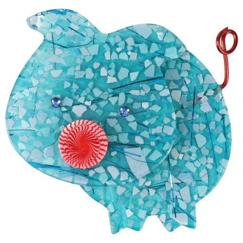 Mosaic Turquoise Pig Brooch