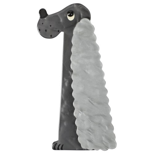 Steel and Silver Grey Cocker Dog Brooch - Galalith – Vintage Jewelry - handcrafted by Pavone by Pavone